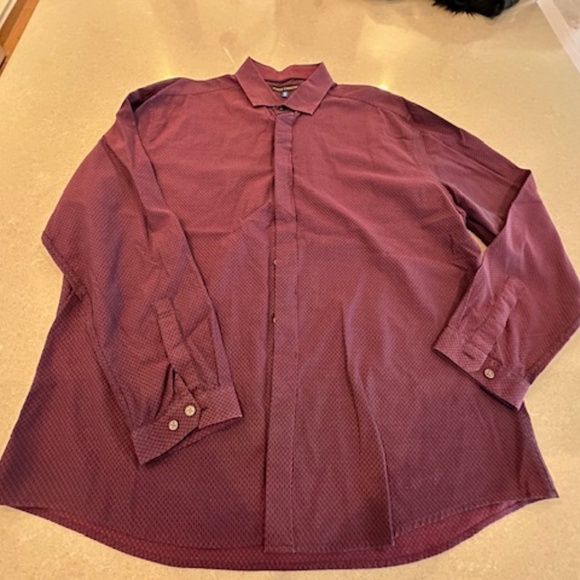 Mens' Vince Camuto XL Magenta and Blue Pattern Dress Shirt - Picture 4 of 7